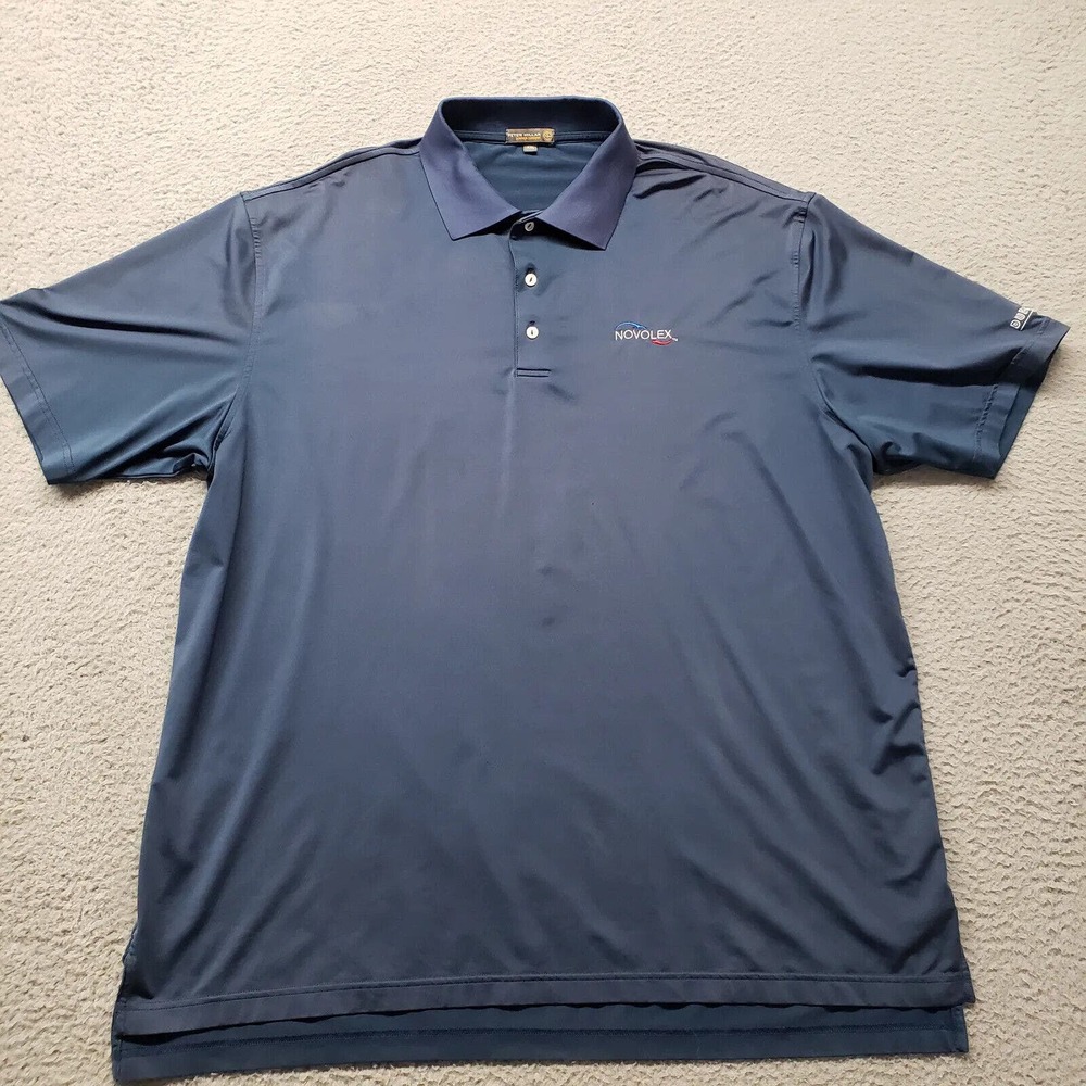 Peter Millar Shirt Mens 2XL Blue Logo Golf Outdoors Casual Summer Comfort